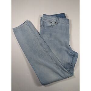 Garnet Hill Skinny Jeans Light Denim Blue 30 Organic Cotton Stretch Distressed